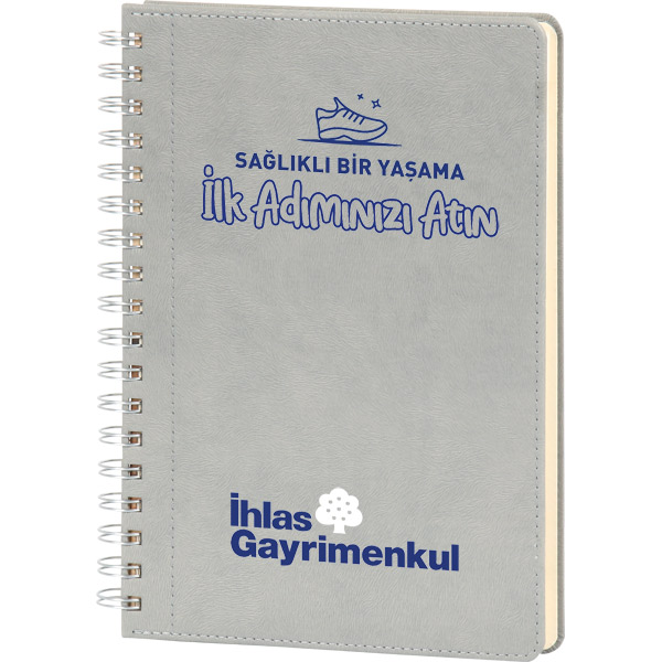 Bağcılar-20x28- TRK  Spiralli Tarihsiz Defter 20 x 28 cm-Gri